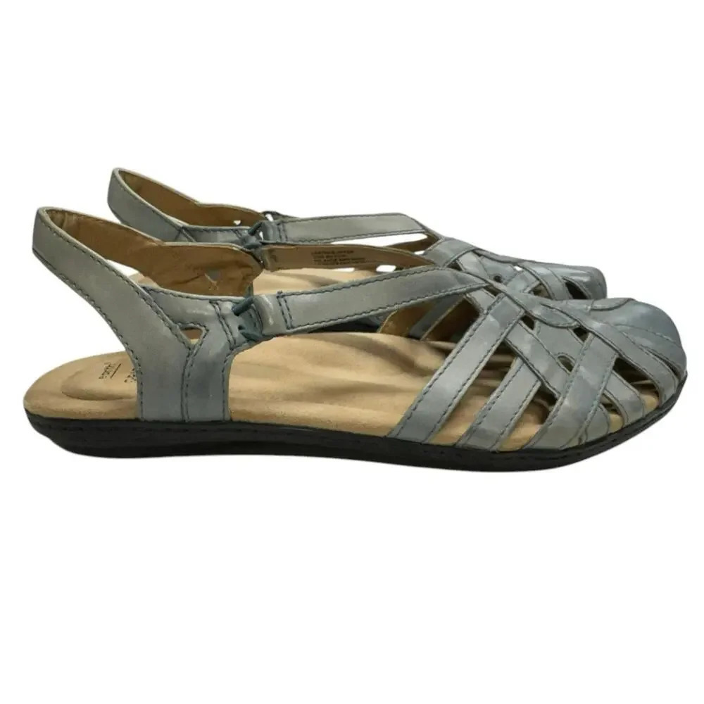 Comfort Leather Slingback Sandals - Light Gray